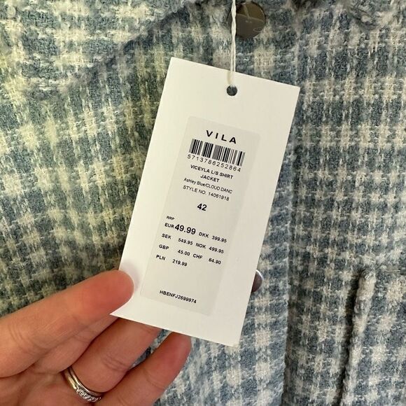 Viceyla pale blue plaid L/S Shacket - Picture 5 of 11